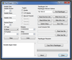 Figure 16: Rapidlogger Utility program