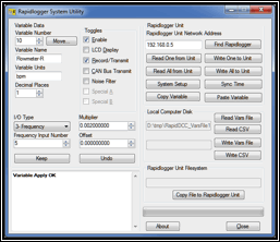 Figure 18: Slurry flow meter variable setup