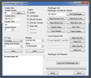 Figure 19: Level Sensor Variable Setup