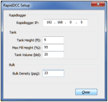 Figure 22: RapidDCC Setup showing parameters