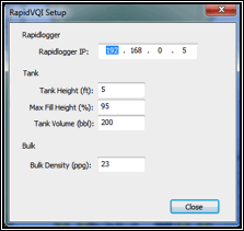 Figure 33: RapidDCC Setup Parameters