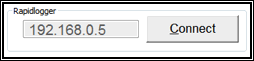 Figure 35: Main Screen - Rapidlogger Device IP and Connect button