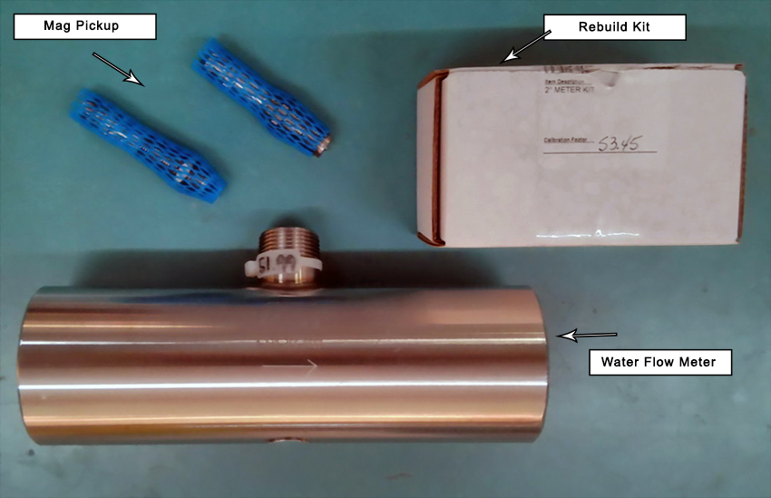 Figure 13: Water flow meter and associated parts