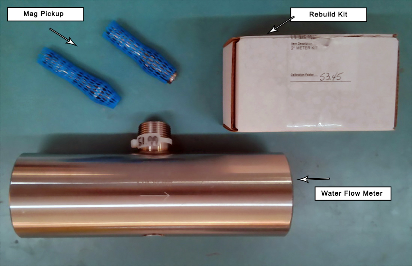 Figure 13: Water flow meter and associated parts