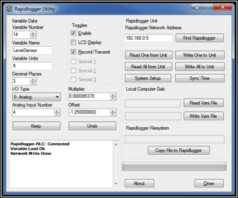 Figure 12: Level Sensor Variable Setup