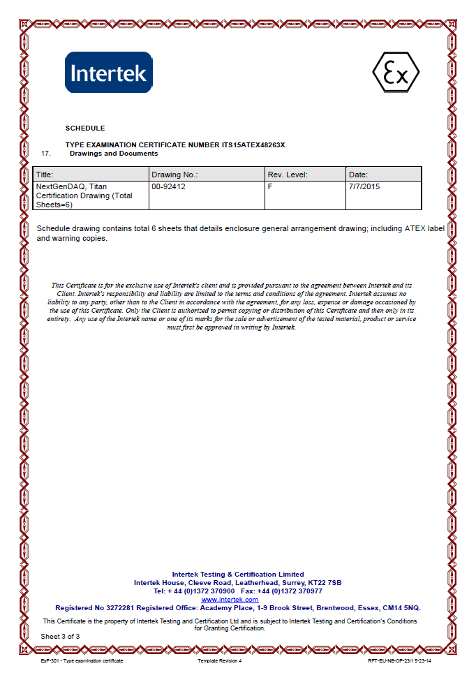 ATEX Certificate page 3 of 3