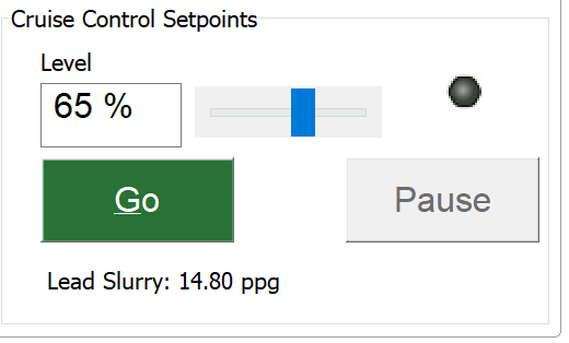 Level set point 65 percent, GO button, chosen recipe shown below it