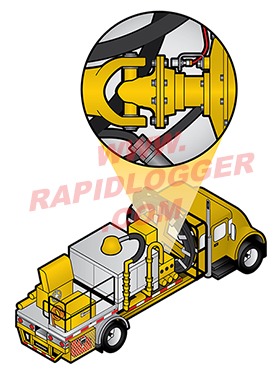 Proximity sensor facing the flange bolts on a cement pump truck