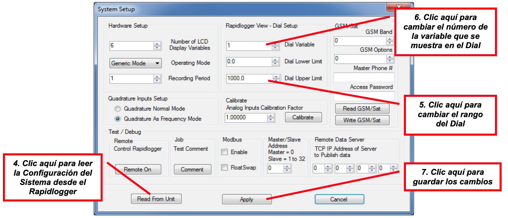 Figura 5: Uso del Rapidlogger Utility