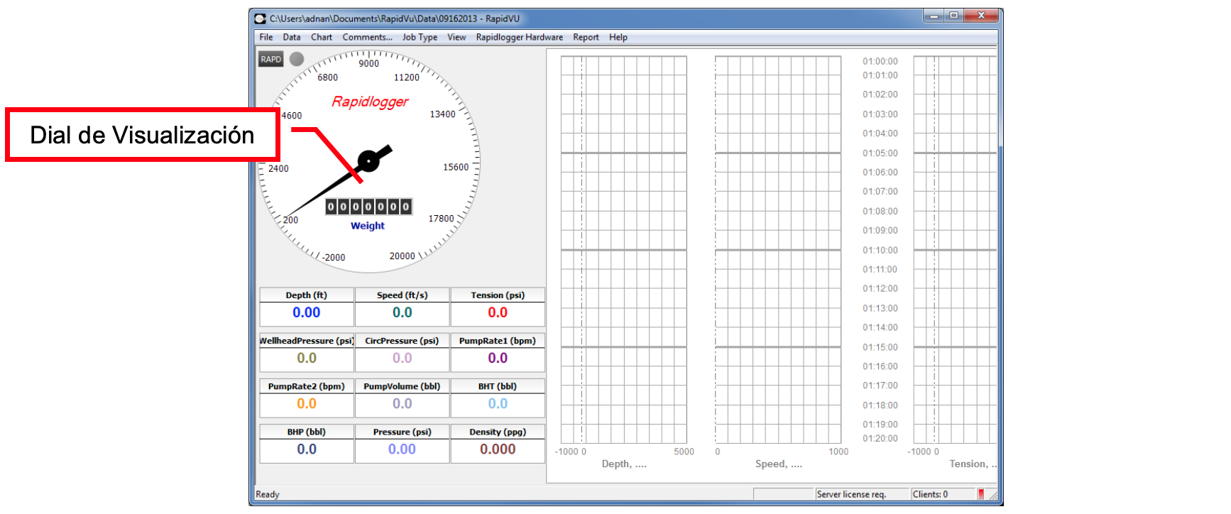 Figura 1: RapidVu del Rapidlogger Utility..