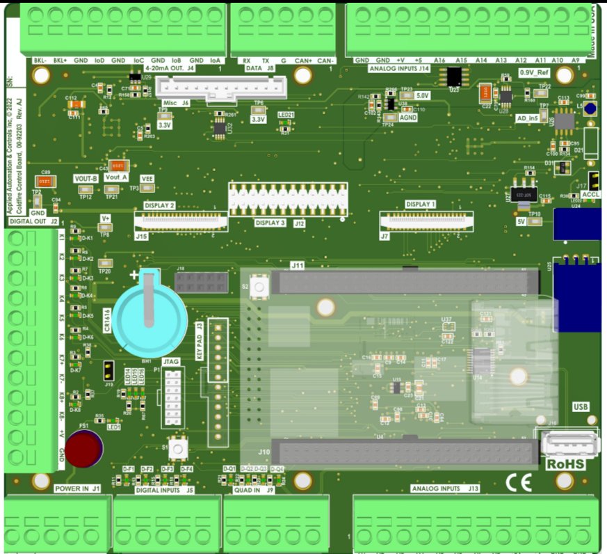 Main board 00-92203 with the CR1616 holder BH1 at the lower left