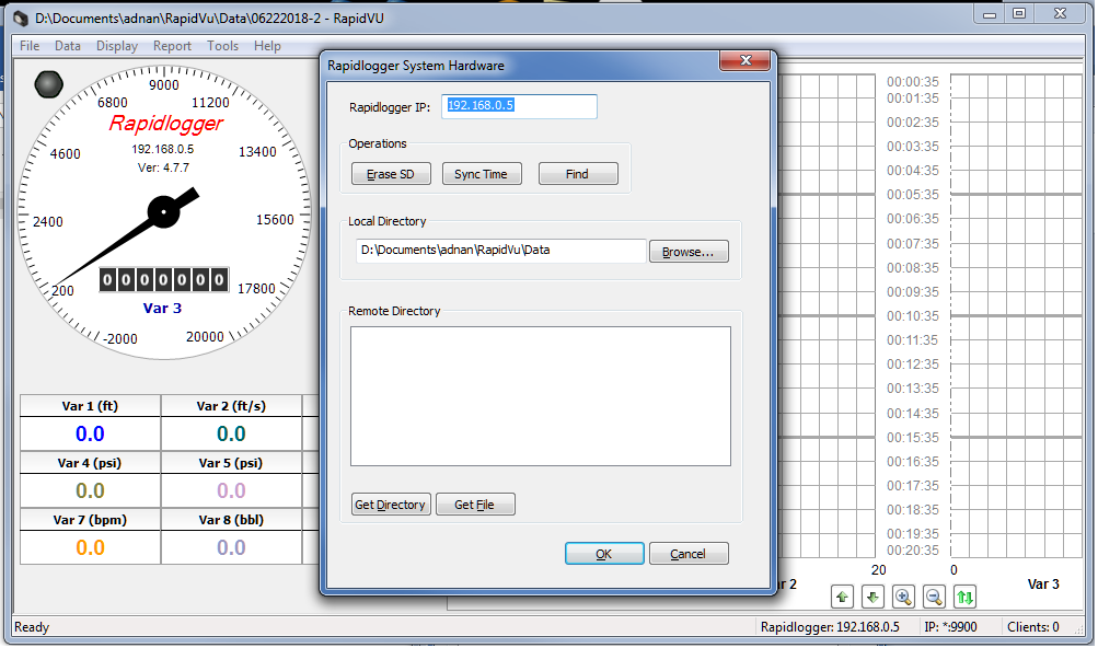 RapidVu program Time Sync