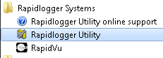 Running the Rapidlogger Utility from the Start menu