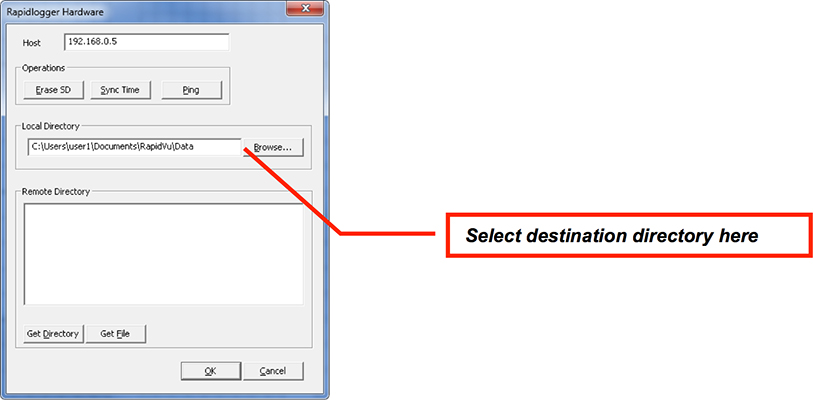 Rapidlogger Hardware Get Directory Dialog