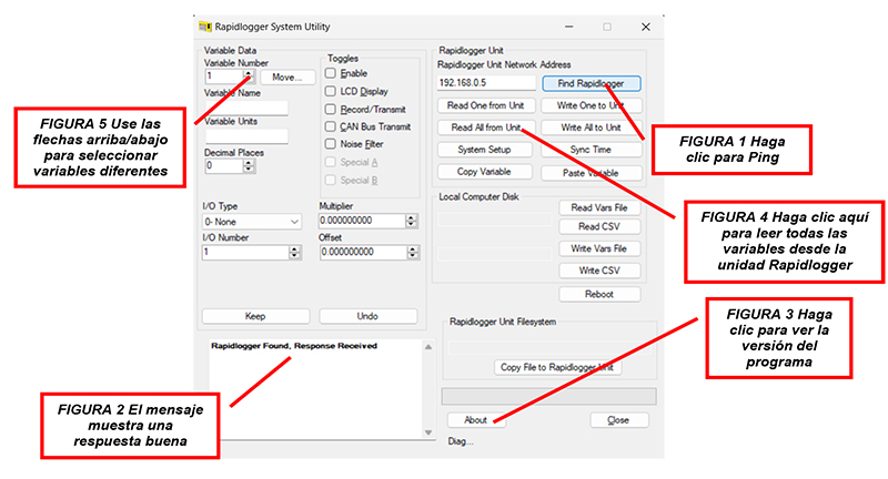 Figura 4: Uso de Rapidlogger Utility