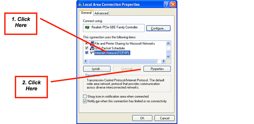 Figure 4: Local Area Connection Properties