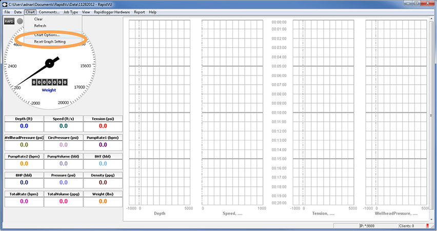 Figure 1: Select Chart Options from Menu
