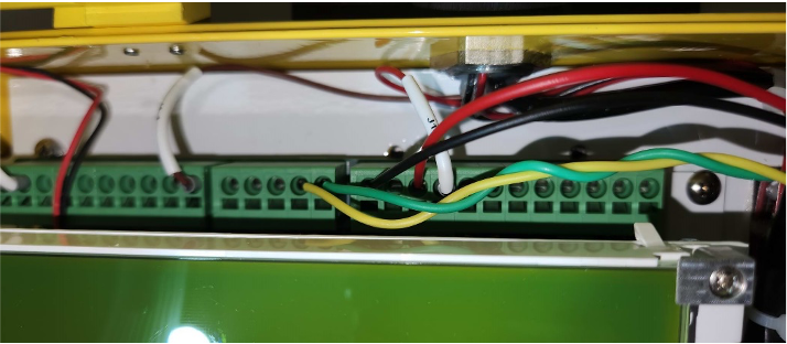 Wires inserted into terminals